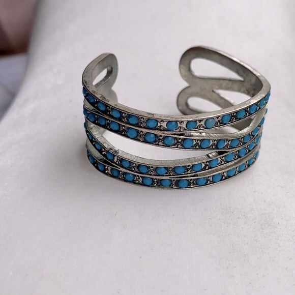 Boho, Gypsy Turquoise Cuff Bracelet - Picture 2 of 4